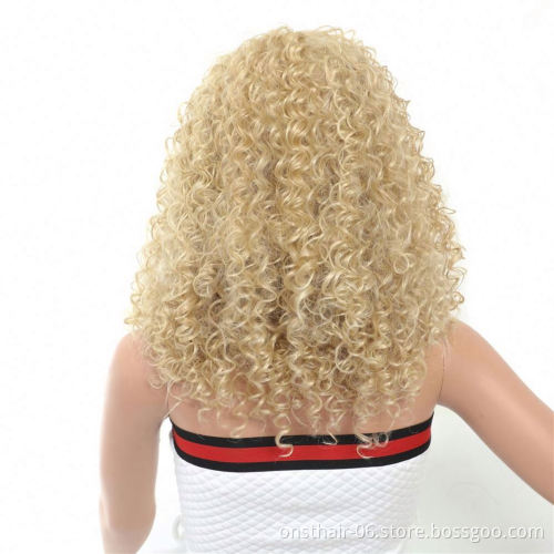 MYZYR own brand synthetic wig cheap heat-resistant synthetic wig brown Fuchsia golden kinky curly synthetic wigbrown